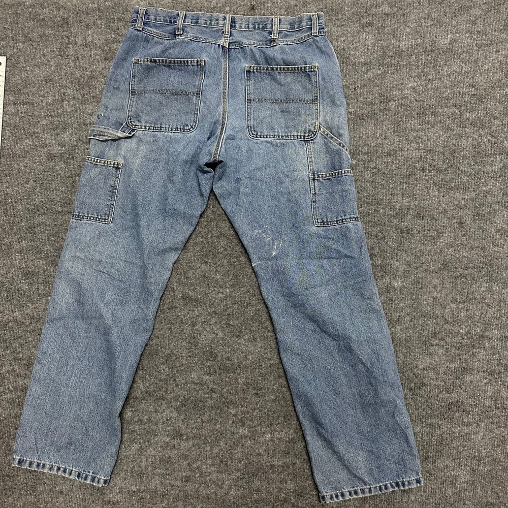 Full Blue Carpenter Jeans Mens Size 34x32 Blue Denim Utility Workwear Straight